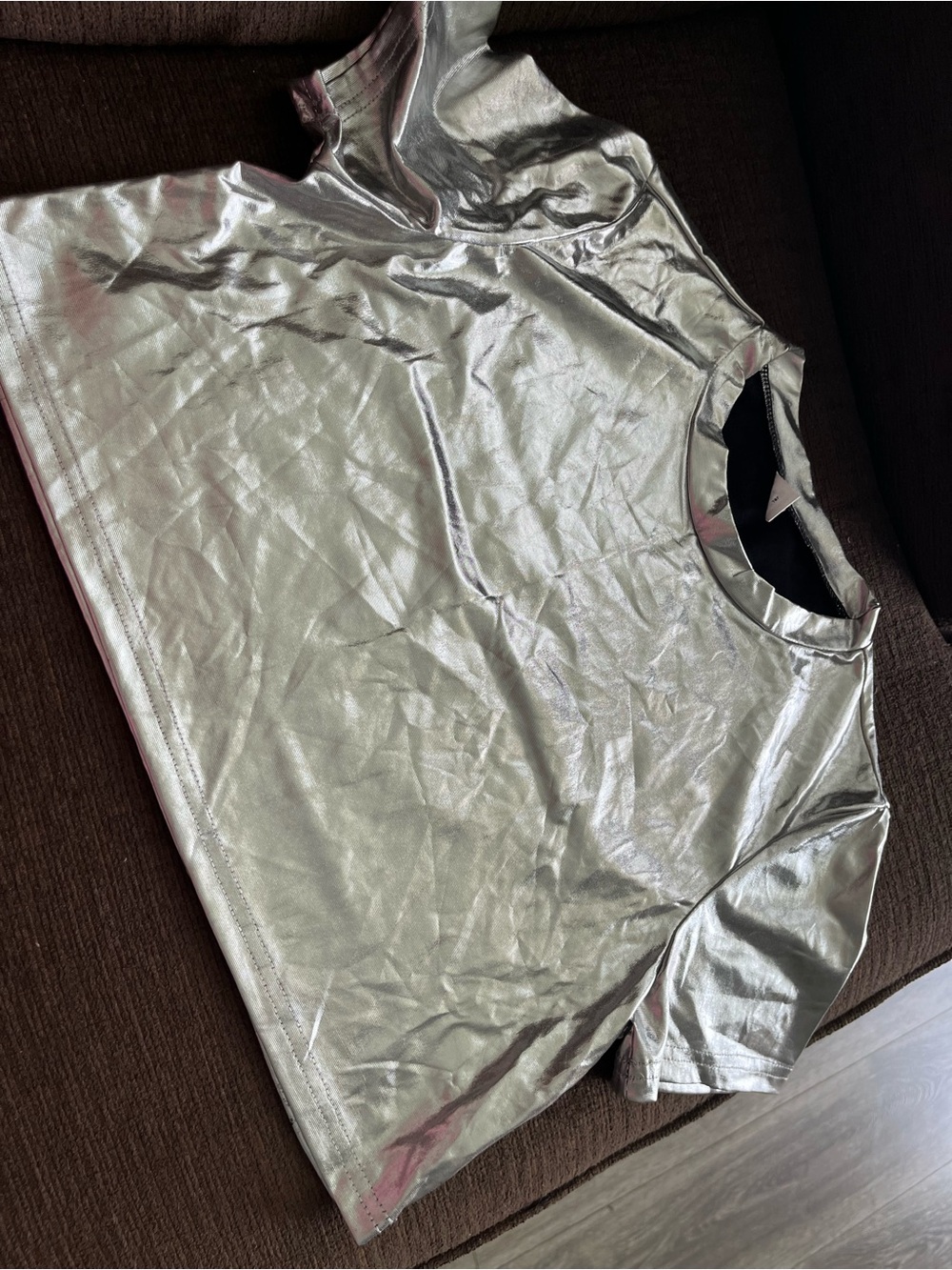SHEIN Silver Metallic Short Sleeve Tee